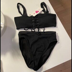 Buddy Love Elegant Black Lace-Up Bikini